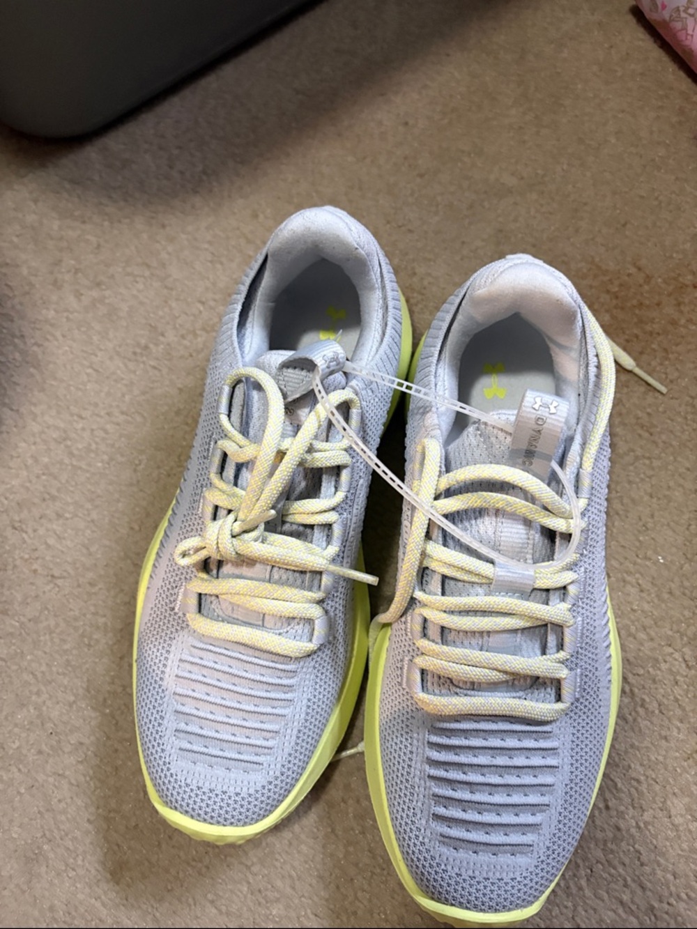 Under Armour Women's Light Gray and Yellow Athletic Shoes